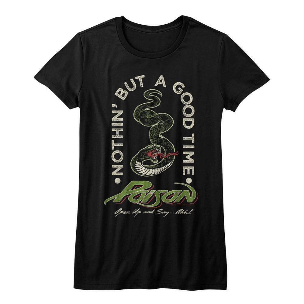 Poison Nothin But A Good Time Snake Black Junior Womens T Shirt